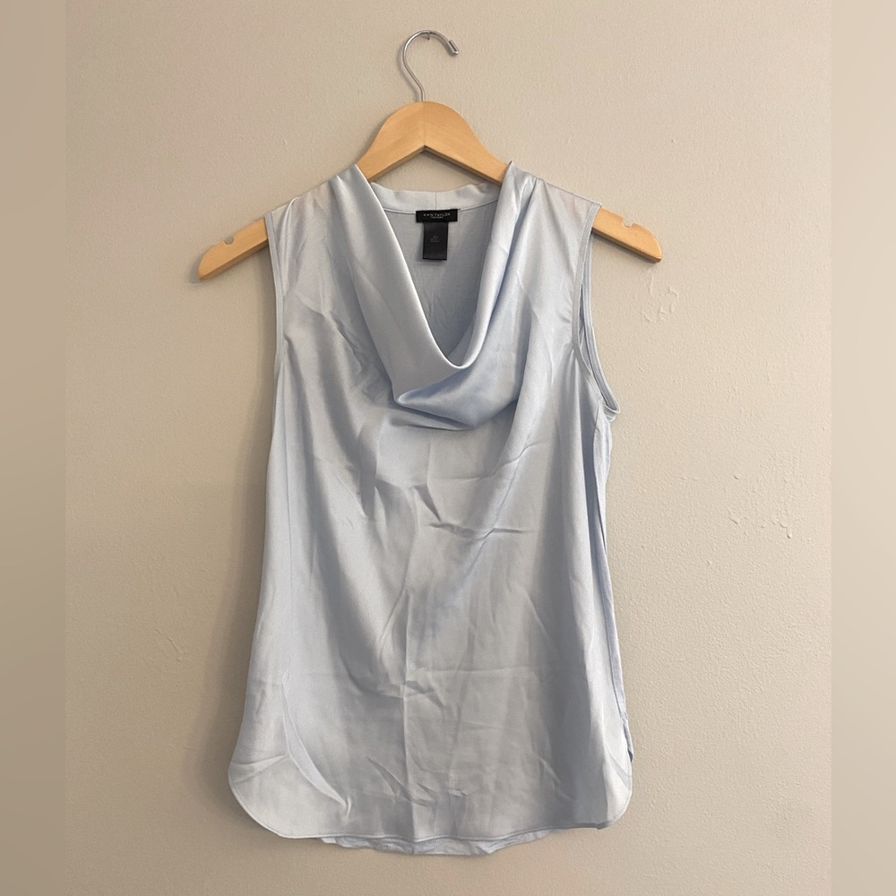 Powder Blue Cowl-Neck Blouse